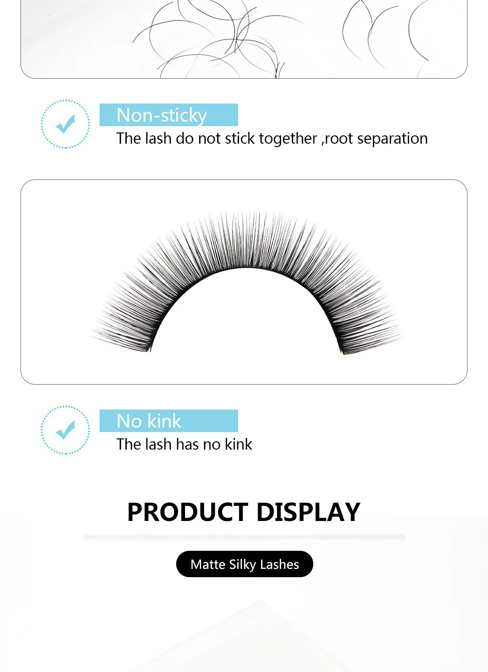 Yelix 12 Reihen Premium Matte Klassische Einzel-Wimpernverlängerungen aus Kunstnerz, Weich, Natürlich, C-Curl, 0,07 mm, Gemischte Längen, Professionell – Detail 4