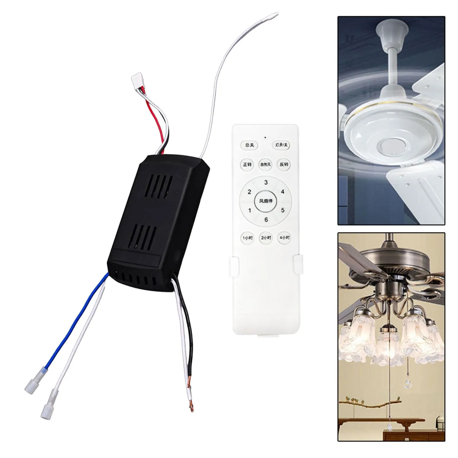 1set Frequency Conversion Ceiling Fan Remote Control Kit Light Receiver Controller 90-265V 30M Long Transmission Speed Control