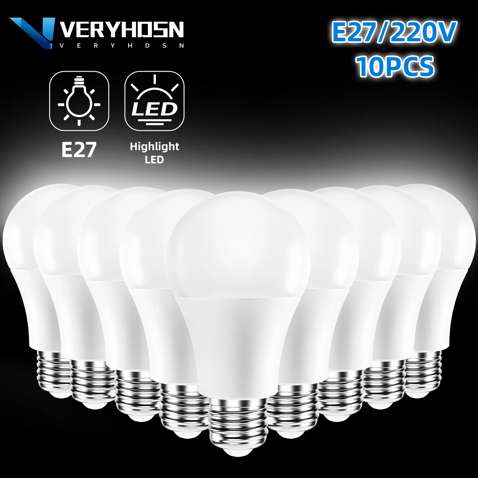 10PCS E27 LED Bulb Lamps 5W 7W 9W 12W 15W 18W Bulb Lamps Cold Warm White Living Room Home Indoor Outdoor Light AC 220V Saving