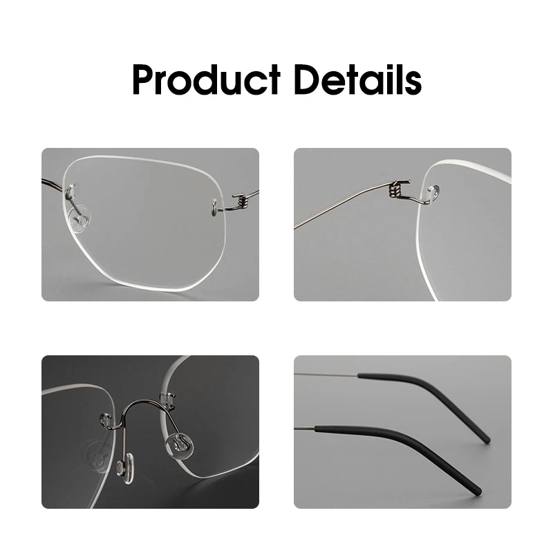 Occhiali da lavoro senza montatura in titanio - Cerniera senza viti, leggera 4,2 g, moda unisex