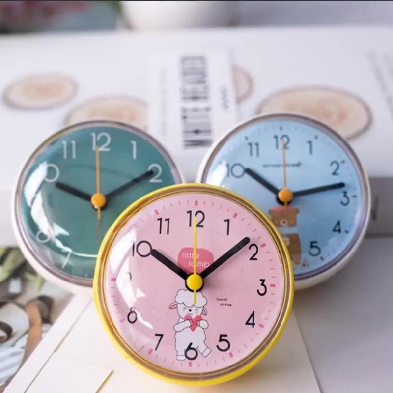 1Pc 7cm Mini Sucker Wall Clock - Anti-Fog Waterproof Quartz Clock for Bathroom Kitchen Toilet, Small Table Clock with Suction
