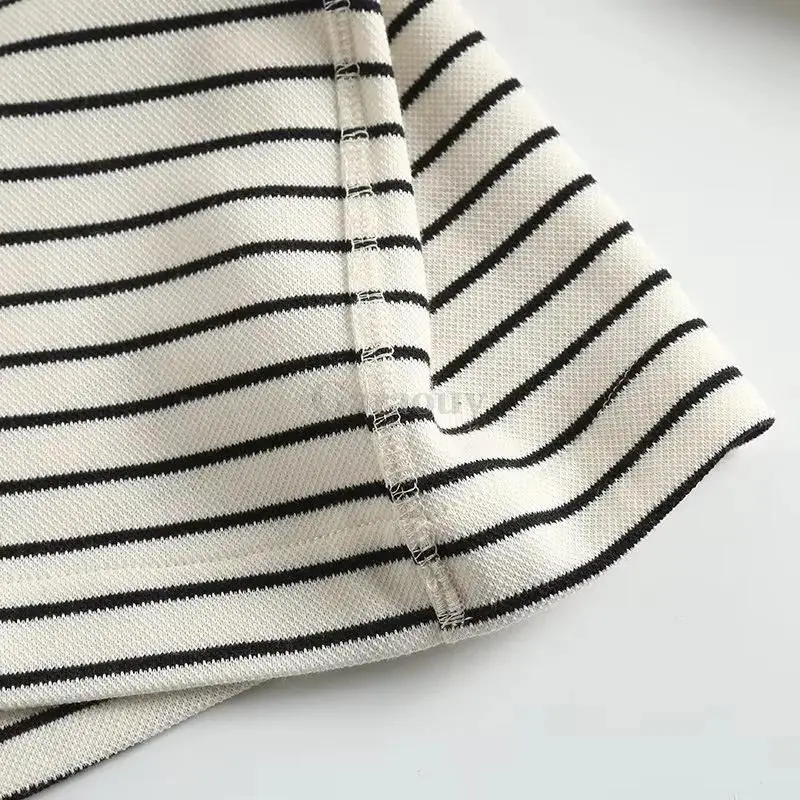 Garaouy 2023 Spring Loose Stripe Pullover Women Sweater Fashion Thin Knit Sweaters Woman Vintage Long Sleeve Female Jumper Tops