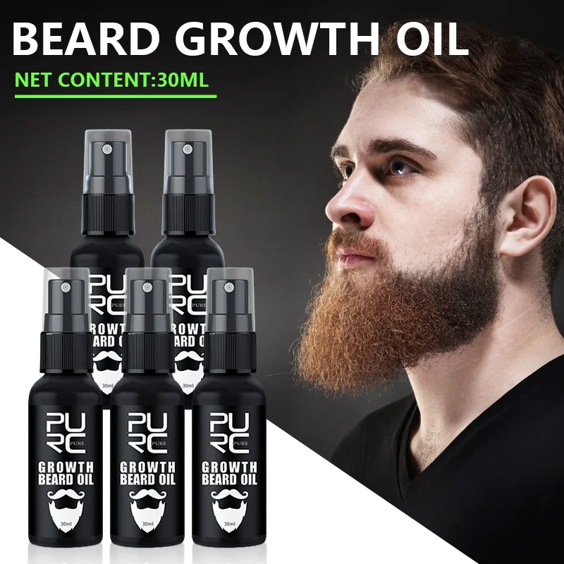 PURC Beard Oil Hair Growth Spray Anti Hair Loss Fast Regrowth Thicker Mustache Eyebrow Soften Treatment Hair Care Products