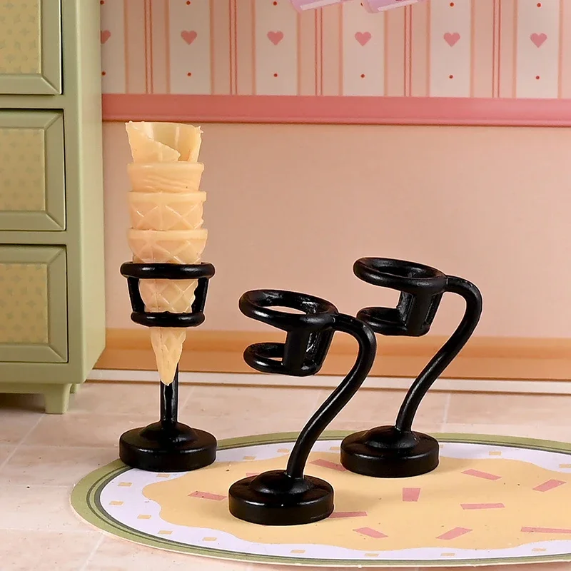 Dollhouse Miniature Ice Cream Stand Ice Cream Cone Holder Model Decor Toy Doll House Accessories