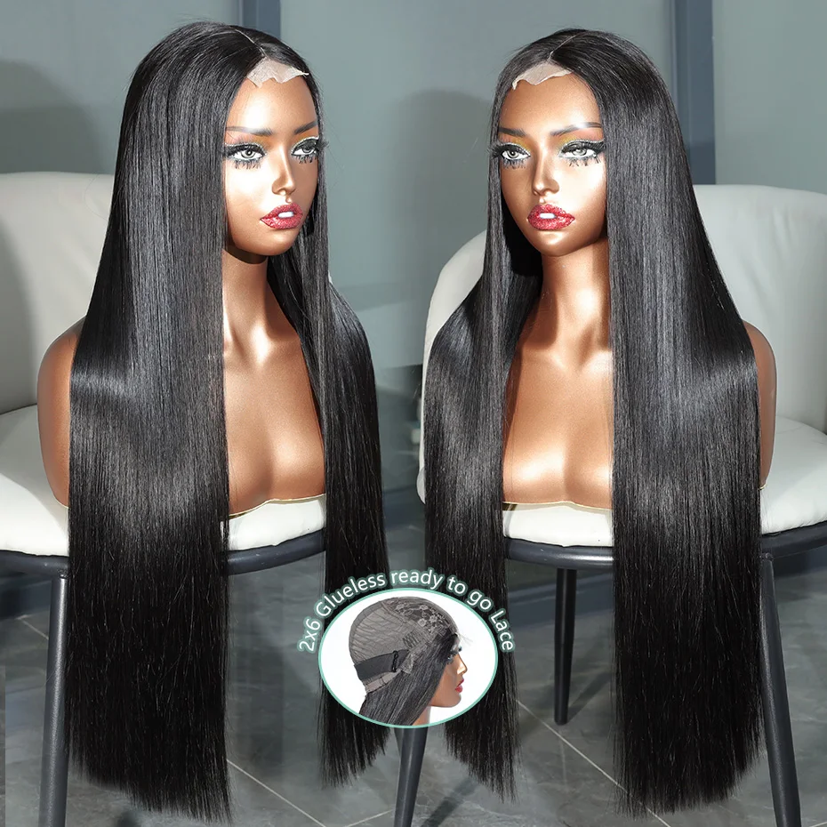 

100% натуральные человеческие волосы, парик без клея, готовый к ношению, 2x6, 5x5, идеально прямой, из необработанных вьетнамских волос Remy, двойной вытяжки, 13x4, 13x6, с кружевной передней частью