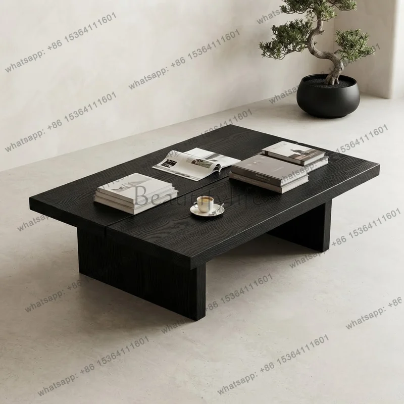 LSVintage Solid Wood Coffee Table Japanese Wabi Sabi Style Living Room Balcony Home Decor Minimalist Modern Tea Table Handmade