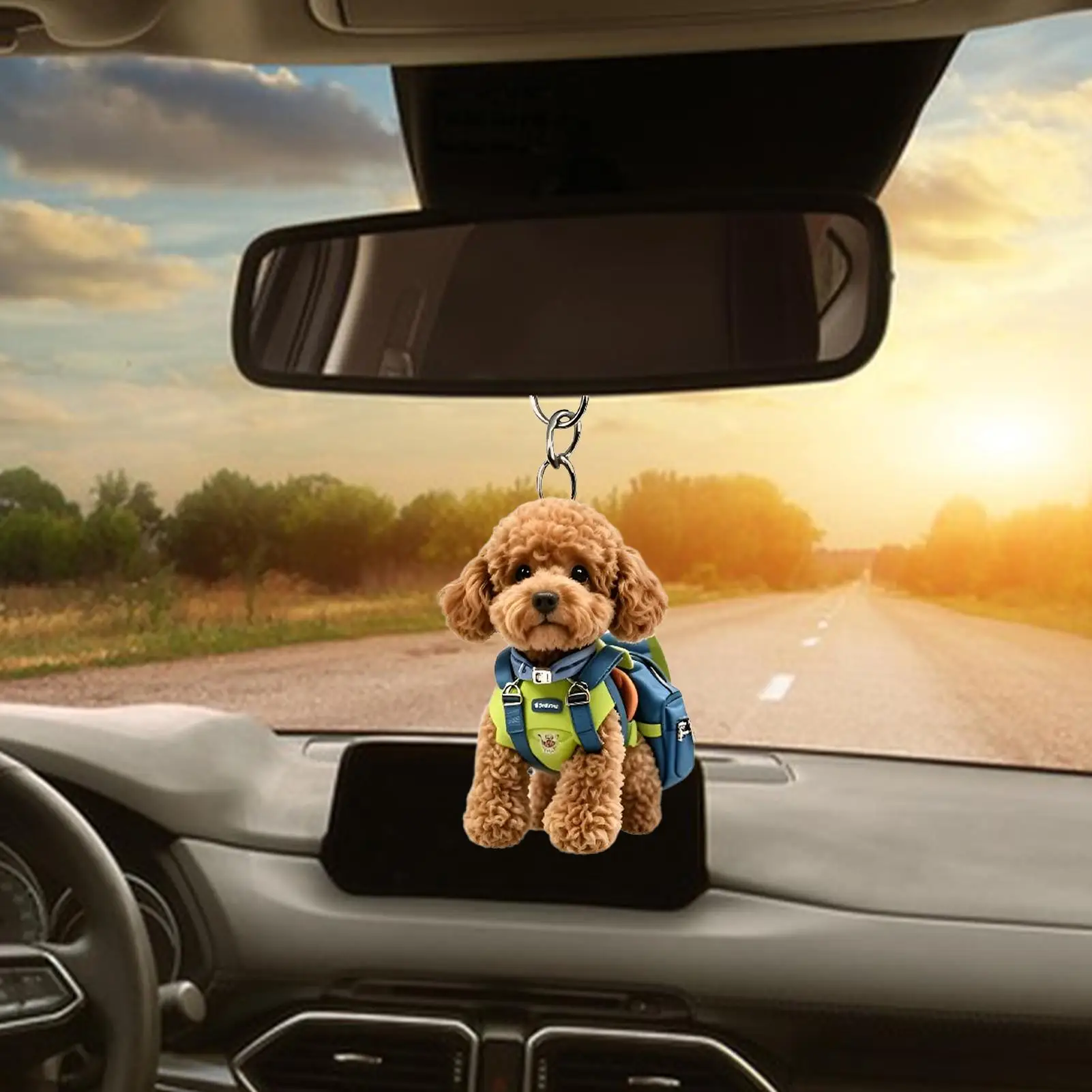 Puppy Keychain 2D Acrylic Detachable Cute Car Interior Pendant Animal Bag Charm for Men Women Kids Student Family Friend Tote
