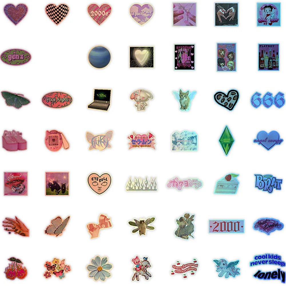 10/30/50PCS Laser Y2k Pink Girl Stickers Decals Decoration Suitcase Scrapbooking Phone Laptop Stationery Cute Kid Toy Sticker