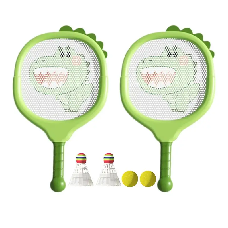 Tennis Racket Set Kids Sports Training Toy Dinosaur-Themed Toddler Tennis Racket Kids Tennis Racquet Set Indoor Sports Play For