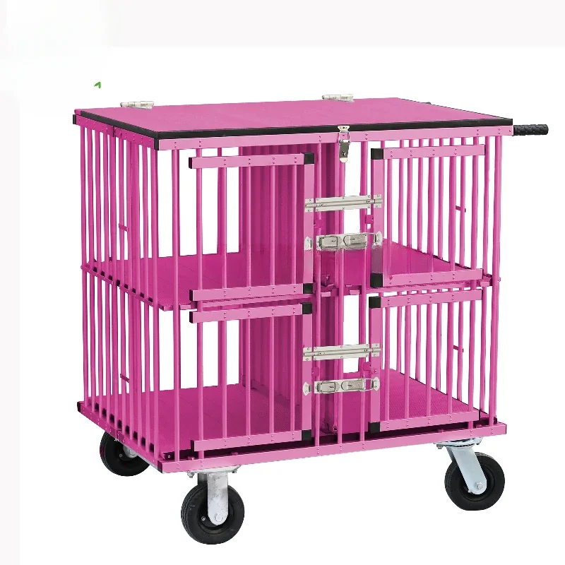 Portable Aluminum Light-weighted Dog Cage Trolley Large Pet Show Trolleys 4 Wheels Pet Travel Dog Show Trolley