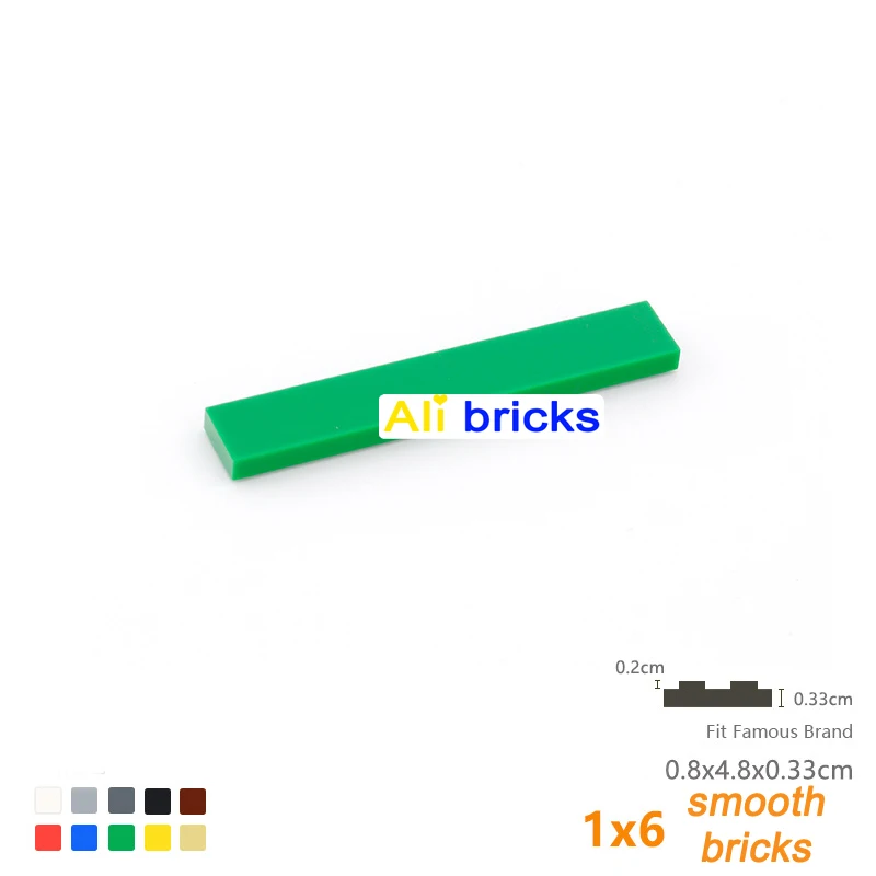 Bloques de construcción lisos para niños, juguete de ladrillos para armar baldosa plana de 1x6, tamaño educativo creativo, Compatible con Bran, DIY, 200, 6636, piezas