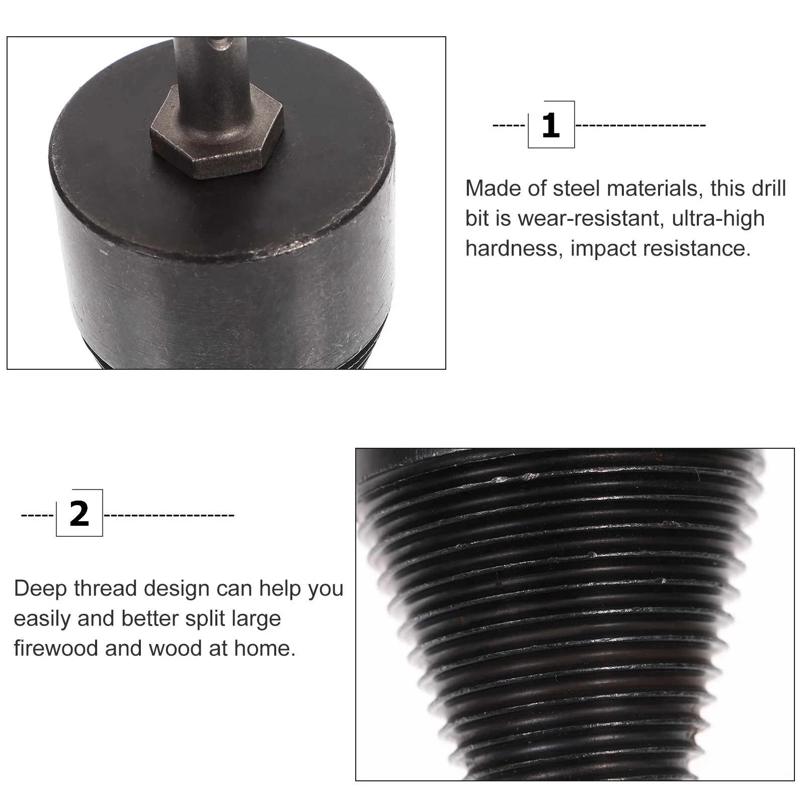 

Sturdy Firewood Drill Bit Steel Material Log Splitter Suitable for Tough Oak Hickory Walnut Sycamore Wood Splitter Drill Bit