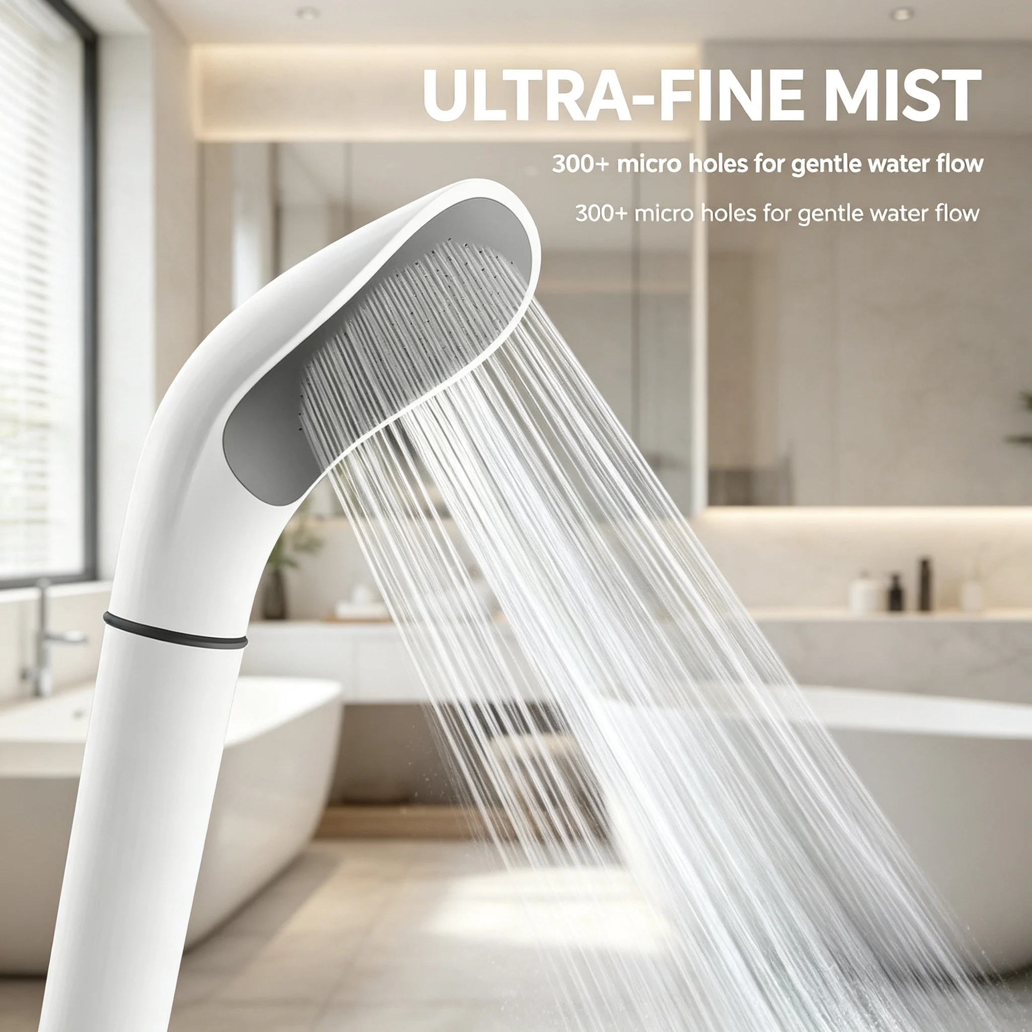 Water Saving High Flow Shower Head Handheld with Precision Nozzle Anti-Block Spray Ergonomic Grip Universal Bathroom Accessory