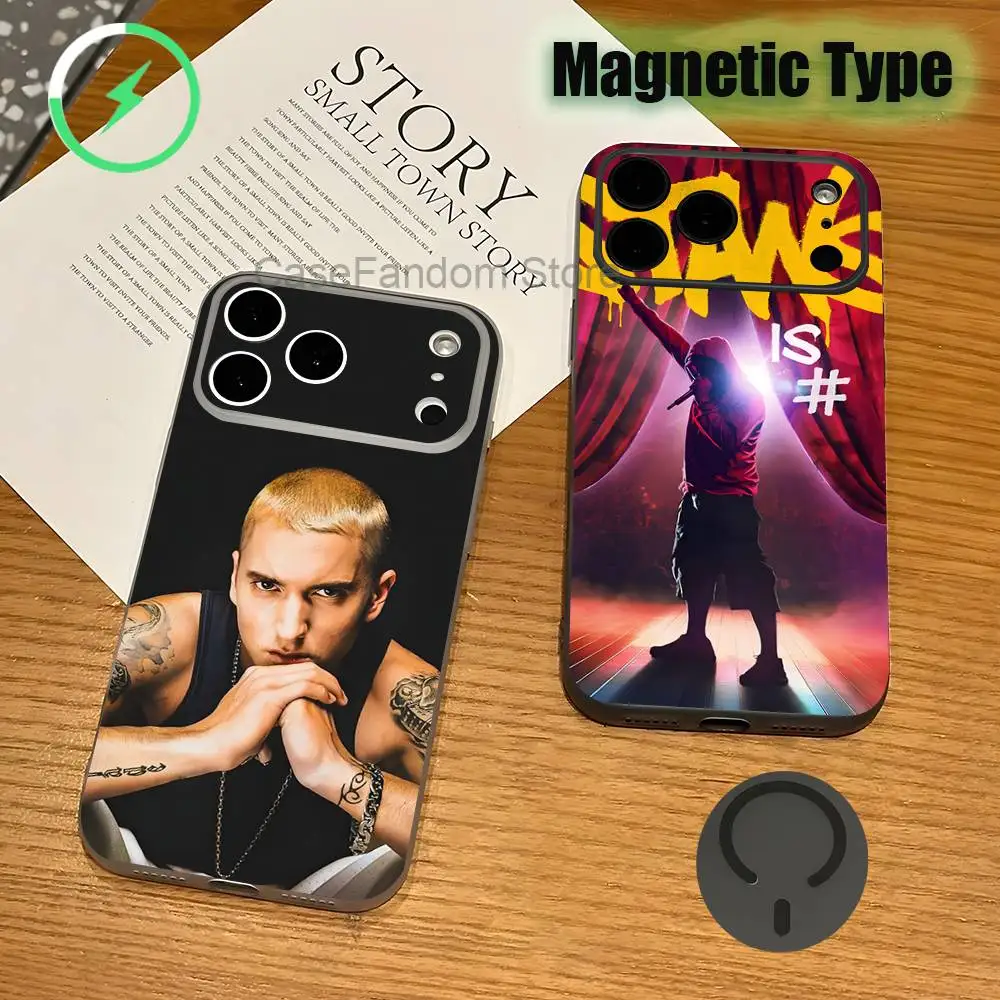 

E-Eminem STANS For iPhone 17,16,15,14,13,12,11,Pro,Max,Plus Magnetic Wireless Charging Transparent gray Phone Case