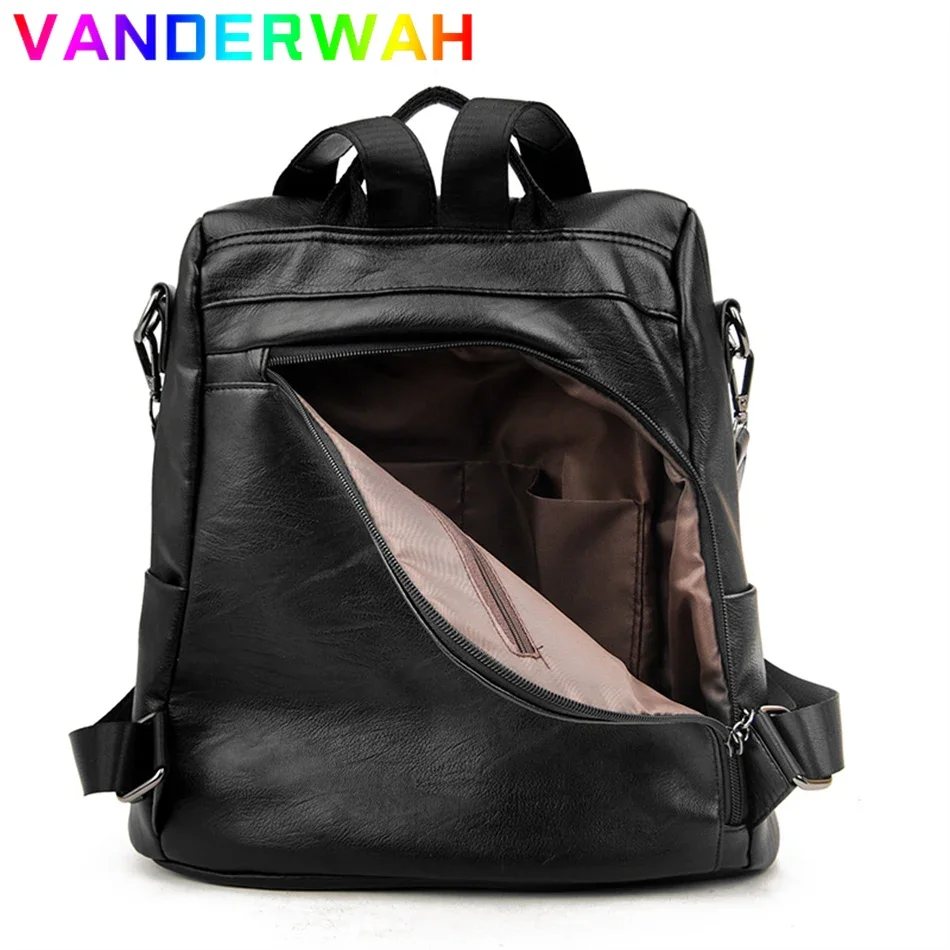 Anti-theft Soft Leather Backpack Women Vintage Shoulder Bag Ladies High Capacity Travel Bagpack School Bag Girl Mochila Feminina