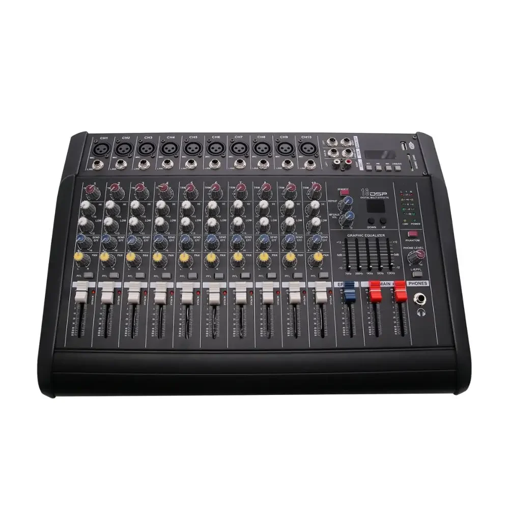 2024    2000Watts 10 Channel Professional Powered Mixer Power Mixing Amplifier Amp