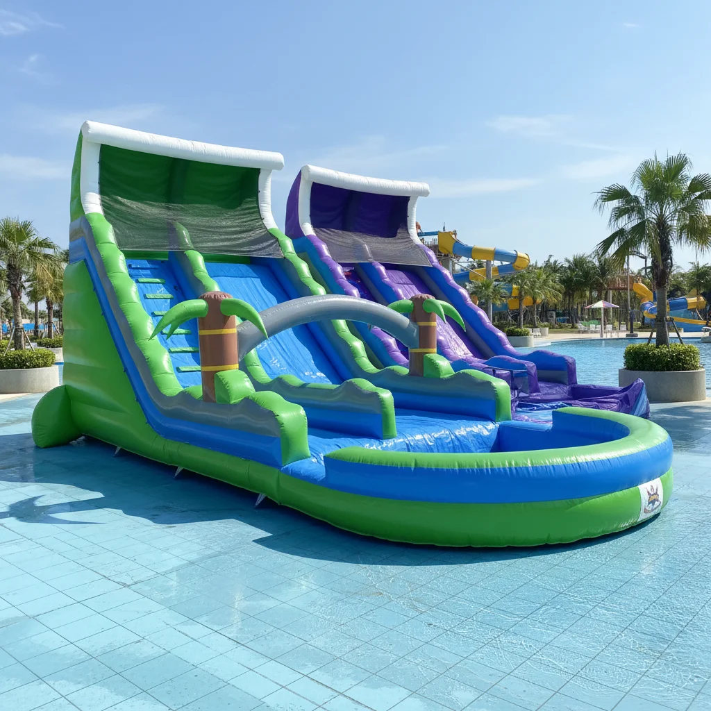 Giant Commercial Eco-Friendly Inflatable Slide Bounce House Jumping Castle Combo Outdoor 0.55mm PVC Material 200KG Capacity