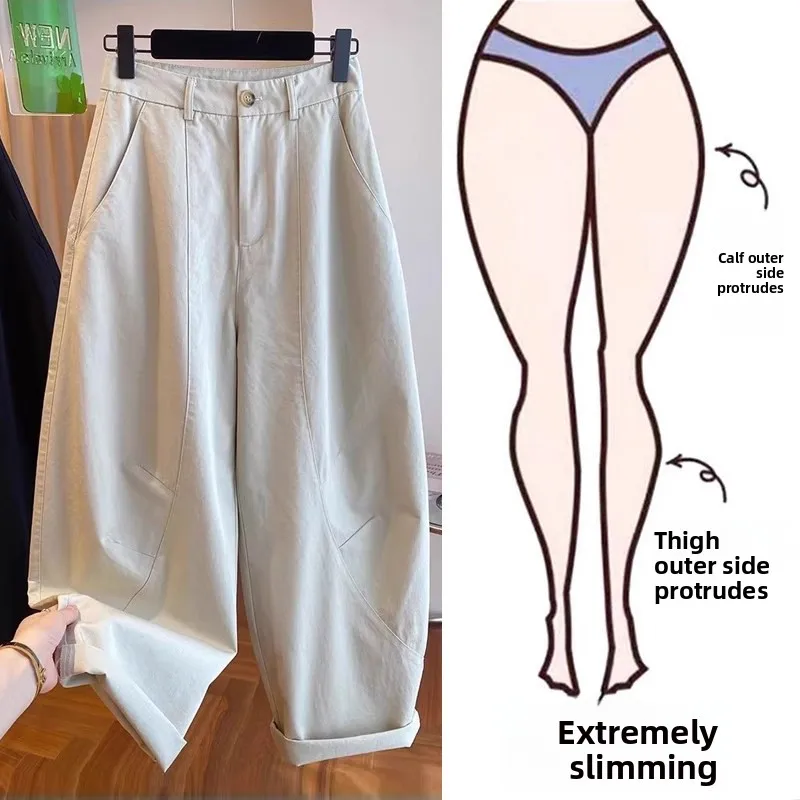 

High Waist Wide Leg Casual Pants Women plus Size 200 Pounds Loose Slimming Versatile Knife Pants Spring 2026