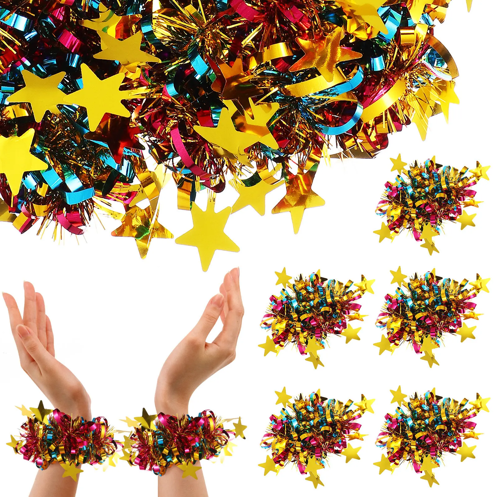 14Pcs Colorful Glitter Pom Poms Full Plump Shape Comfortable Soft Sturdy Cheerleading Performance Props for Sports Events Cheer