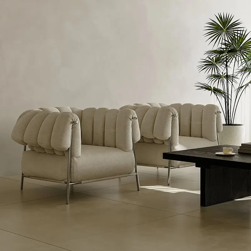 Sofá individual de lujo ligero francés, estilo crema