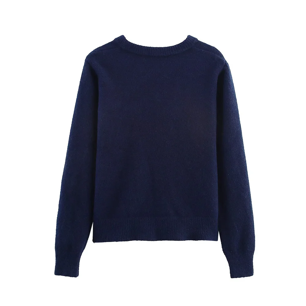 ملابس نسائية جديدة على الطراز الأوروبي والأمريكي سترة محبوكة مطرزة بسيطة ومتعددة الاستخدامات