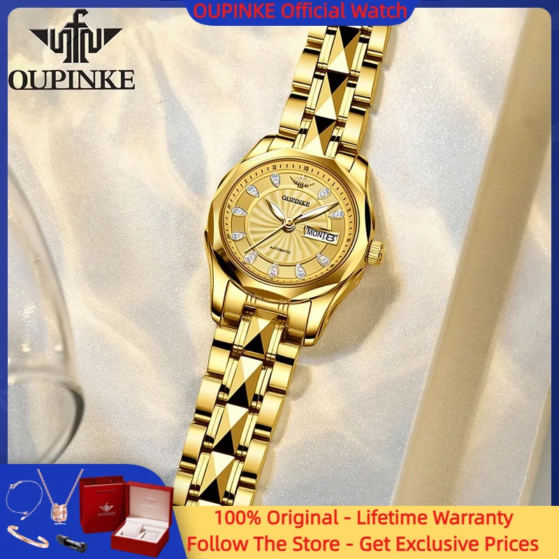 

OUPINKE 3172 Luxury Brand Women Mechanical Watch Fashion Original HD Sapphire Mirror Calendar Waterproof Women Watch Dress Set