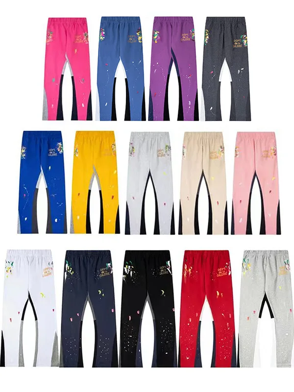 

Ручная роспись Splatter-Dye в стиле пэчворк Dstring High Street повседневные спортивные штаны мужские расклешенные длинные брюки дышащие прямые брюки