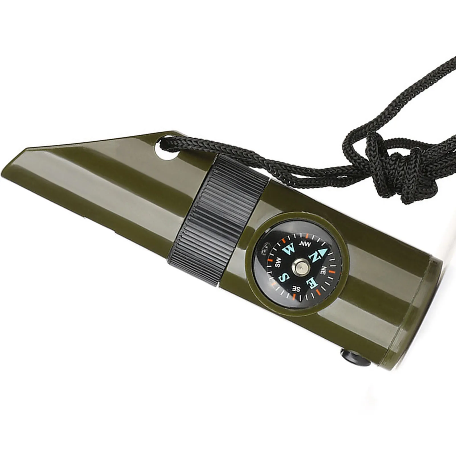 Gwizdek ratunkowy, kompas, lupa, latarka, pojemnik do przechowywania na wędrówki, eksploracje i wspinaczkę.