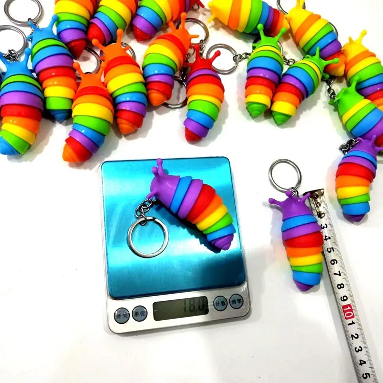Porte-clés jouet Anti-Stress, jouet de décompression, chenilles à presser, Fidget, jeu amusant, farces pour enfants et adultes, cadeau 3 pièces J210