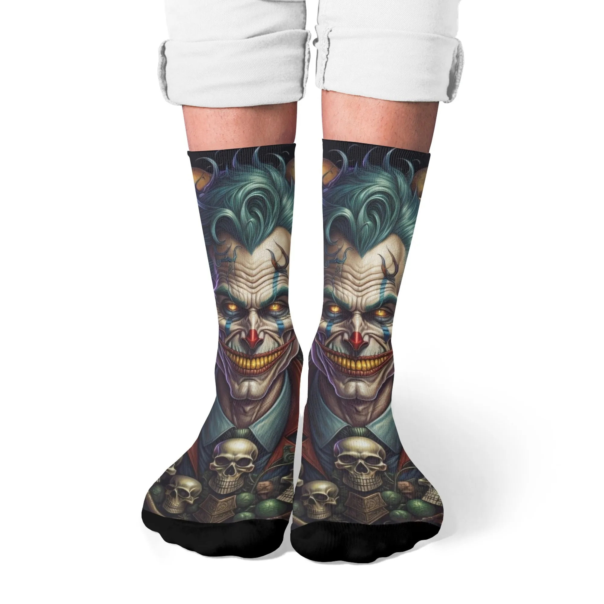 Novelty Clown Skull Socks Harajuku Style Crazy Hip-Hop Retro Trend Casual Men's Socks Halloween Party Happy Funny Socks Gift