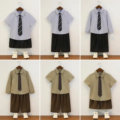 어린이 소년 반팔 3PCS 세트 정장 우아한 아이 소년 결혼식 정장 신사 소년 피아노 호스트 연설 합창 성능 양복