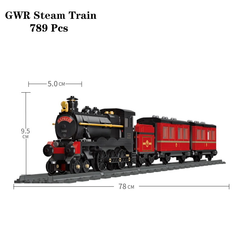 Compatible With LEGO Big Rail Car Locomotive Building Blocks Toys Model City Steampunk Era Bricks Retro Train With Power Motor image 3