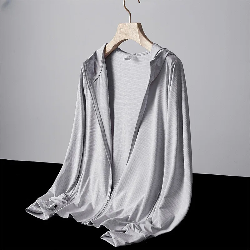 여름 야외용 UPF50 자외선 차단 재킷 남성용 2025 신상 루즈핏 아이스 실크 초박형 자외선 차단 의류