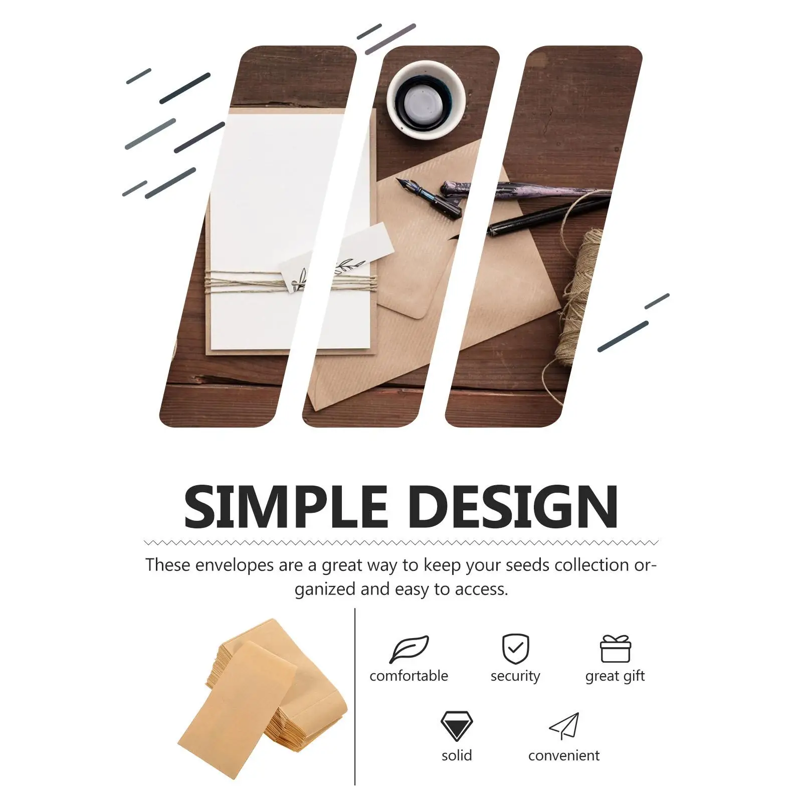 100 Pcs Seed Envelope Money Saving Envelopes Small Key Cellophane Mailing Kraft Paper Baby