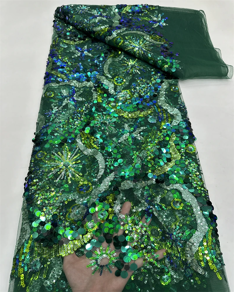 Tela de encaje de tul francés de alta calidad con lentejuelas para novio africano, vestidos de fiesta de noche, tela para vestido de boda