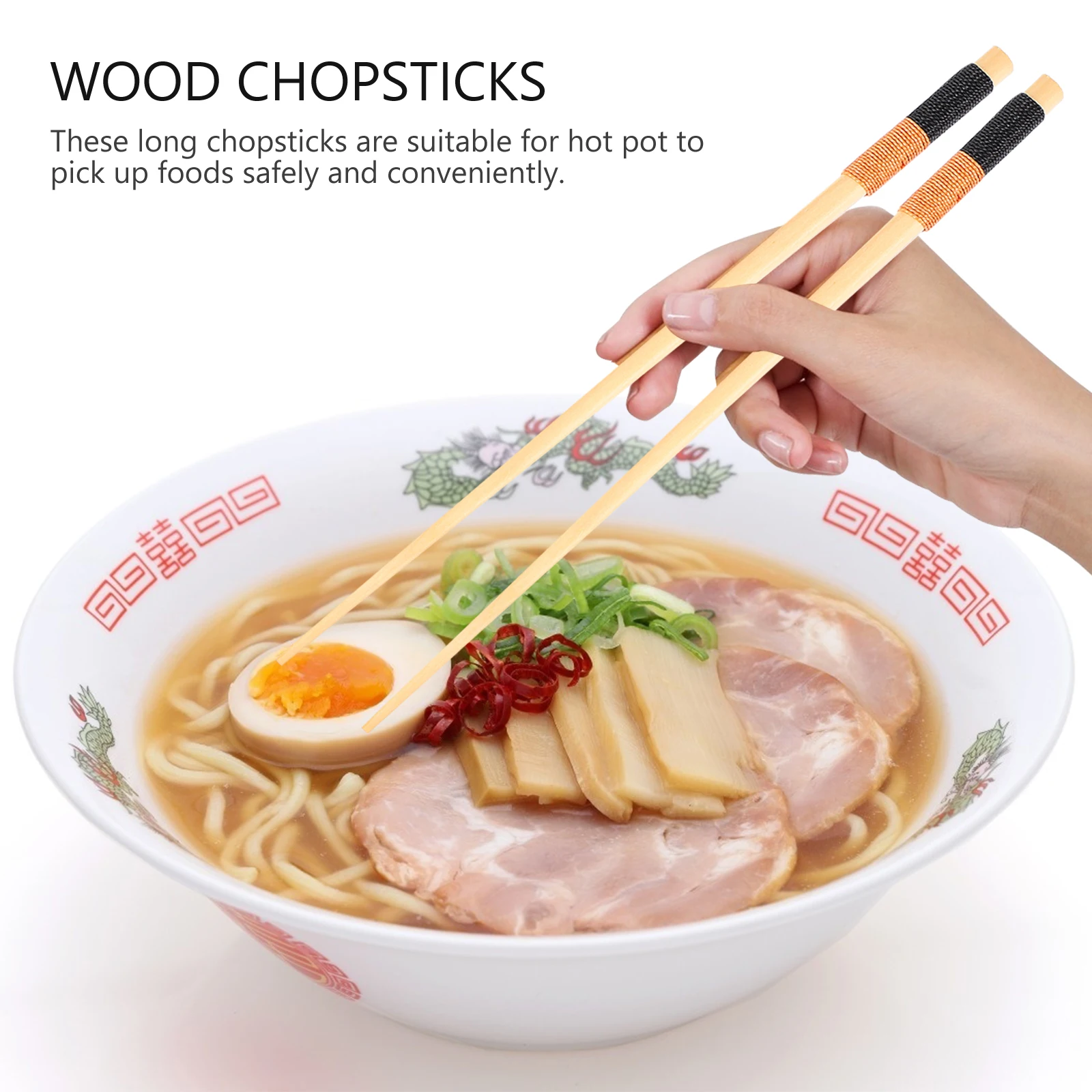 

1 set Wooden Chopsticks Set Long Reusable Hot Pot Cooking Frying Chinese Kitchen No Burrs for Family Party Gift