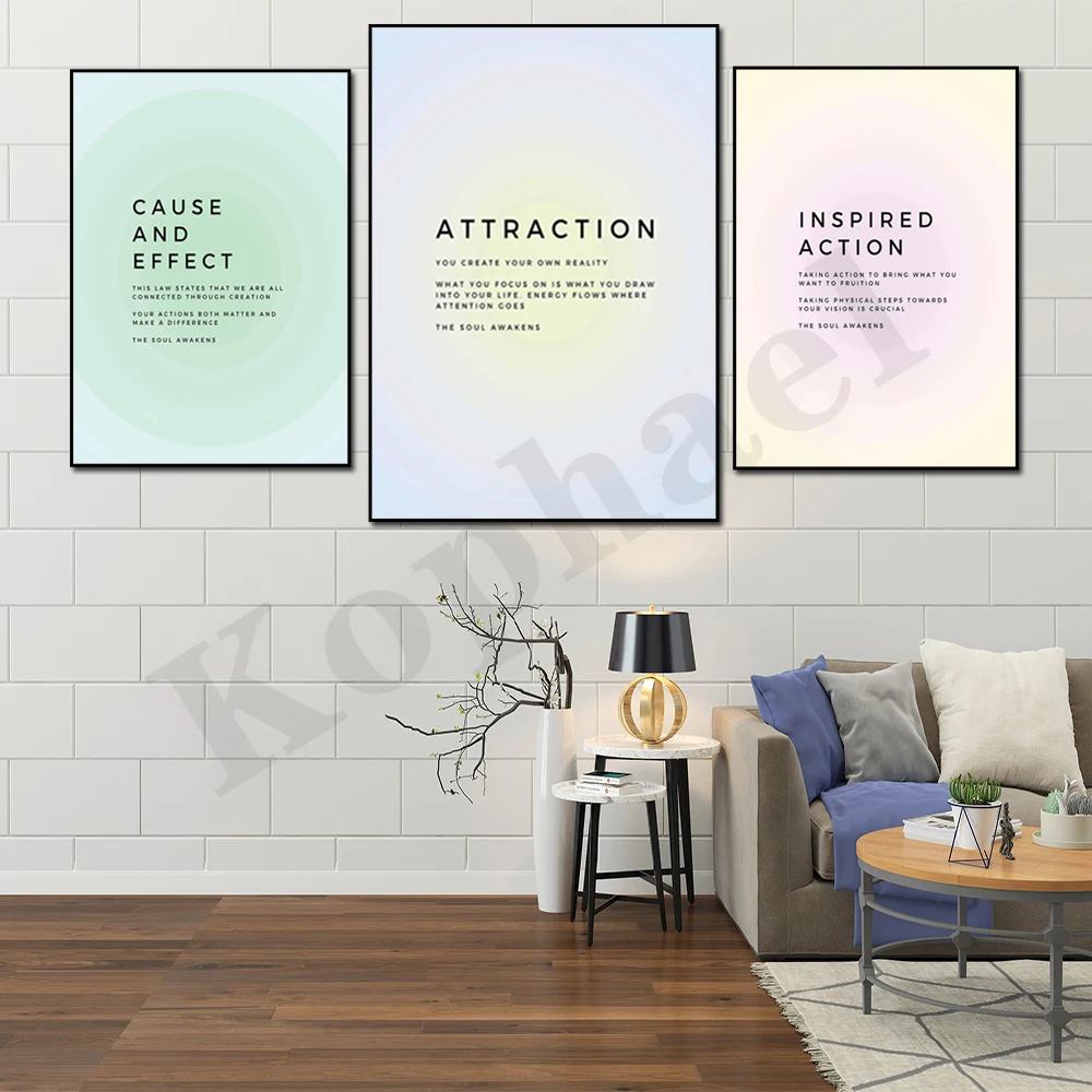 Abstract Colorful Gradient Aura Cosmic Law Manifest Affirmation Wall Decoration Poster