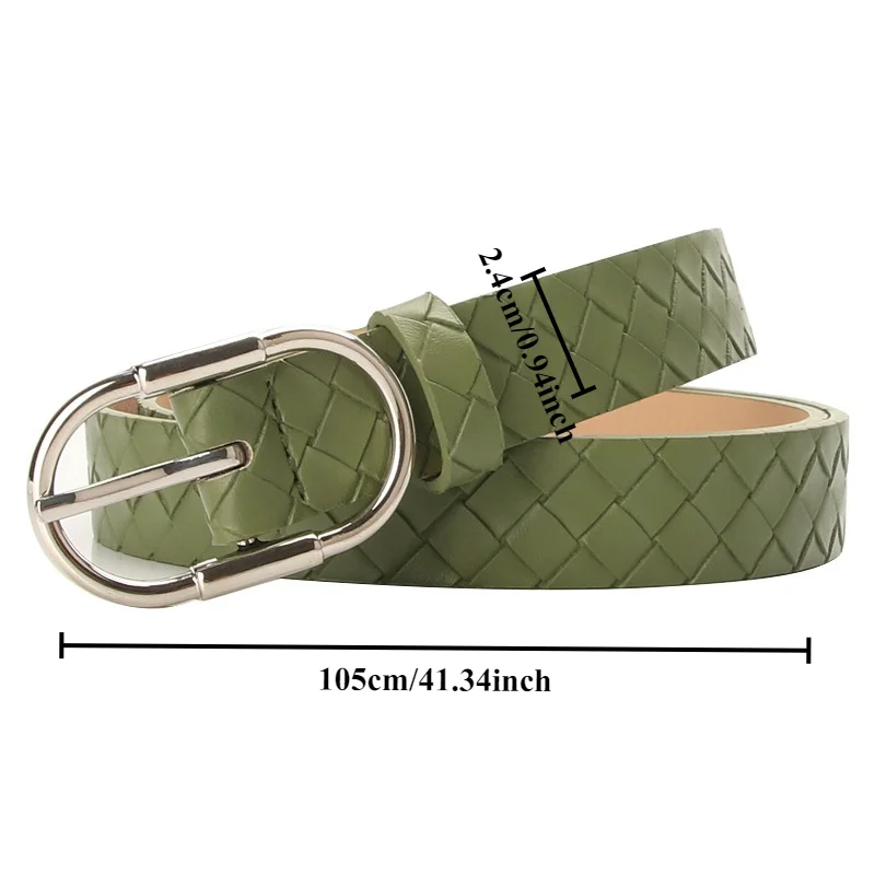 Fashionable and Unique Braided PU Belt for Women with Alloy Buckle  Trendy Minimalist Everyday Diamond-Patterned Belts