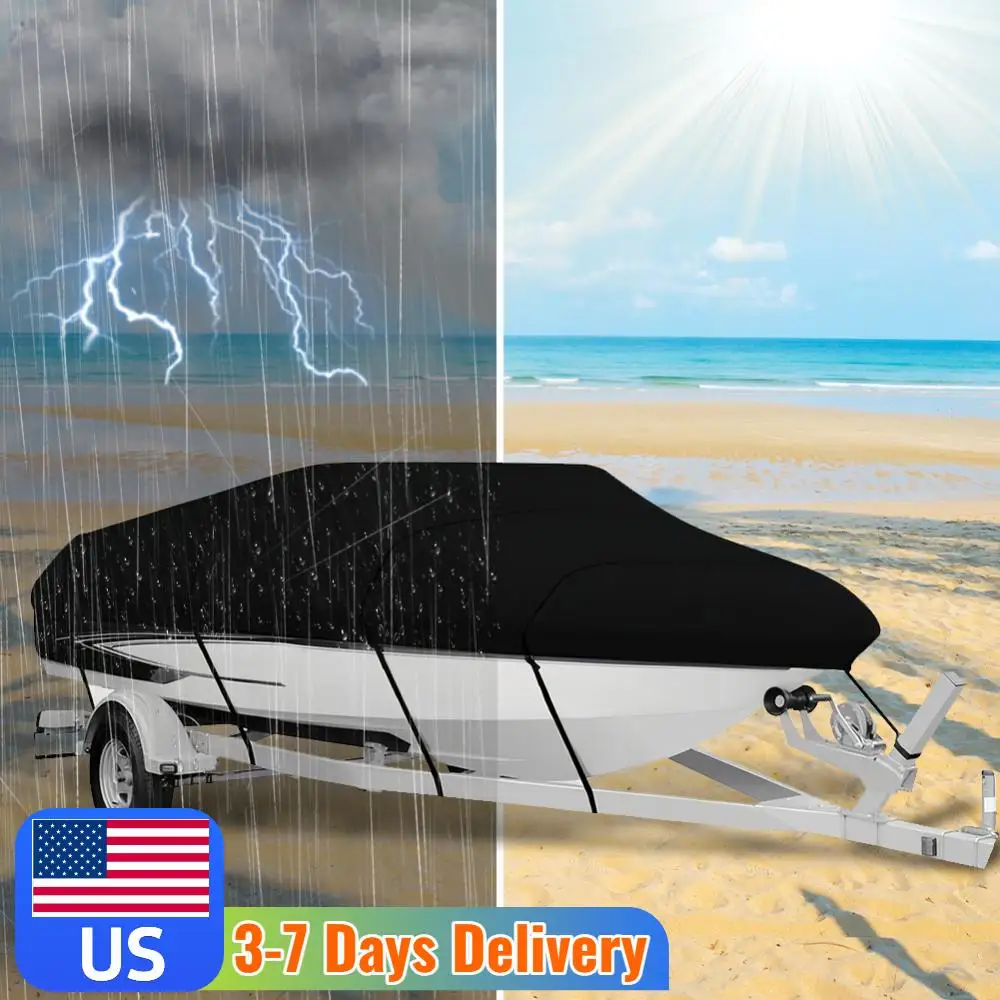 

Чехол для лодки 14-16 футов из ткани Оксфорд 210D, защита для рыболовных и гидроциклетных лодок, солнцезащитный чехол для V-образного корпуса, аксессуары для скоростных катеров