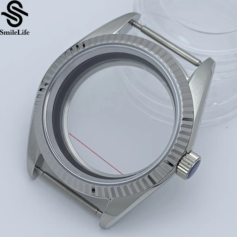 SmileLife 38mm Case Sapphire Glass 316L Stainless Steel For NH35/NH36/4R/7S With Leather/Stainless steel Strap Accessory Part