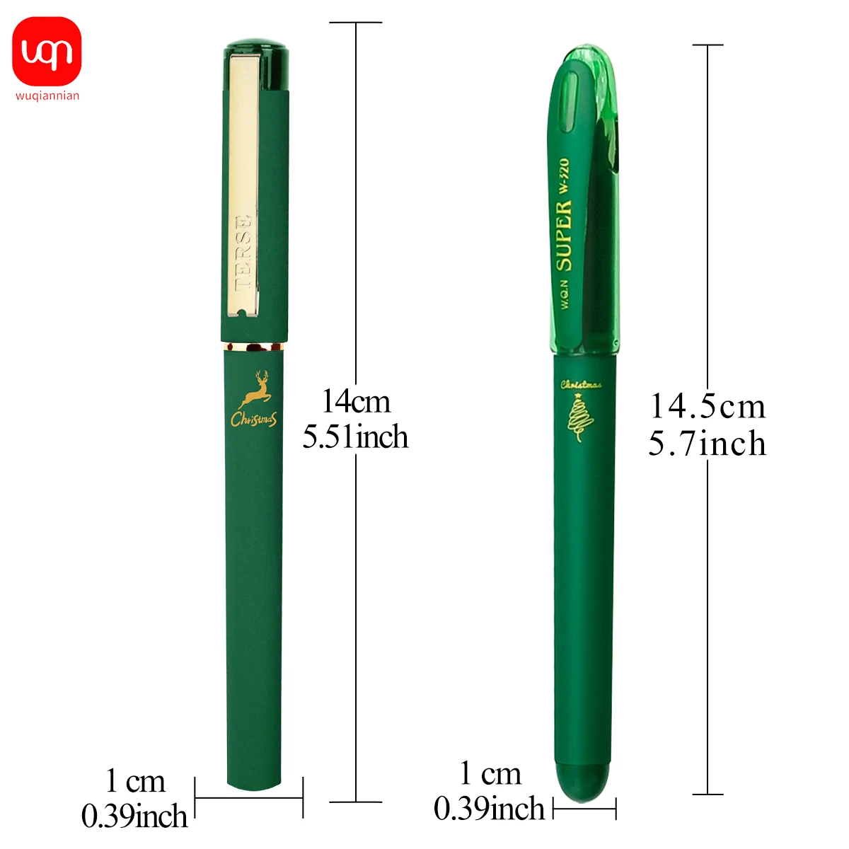 Stylo d'écriture et de dessin lisse, encre verte durable, séchage rapide, conception de Noël, fournitures scolaires, melon al, 1.0mm, 1 pièce, 3 pièces