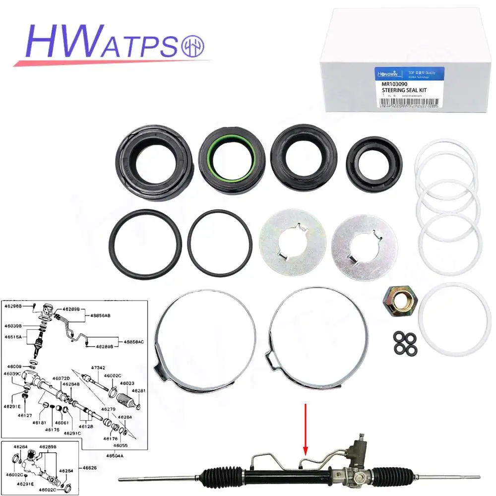 MR103090 Power Steering Rack Gear Gasket Seal Kit for Mitsubishi Lancer EVO 1 CD9A Mirage Colt FTO Libero 1.6L Repair MB910971