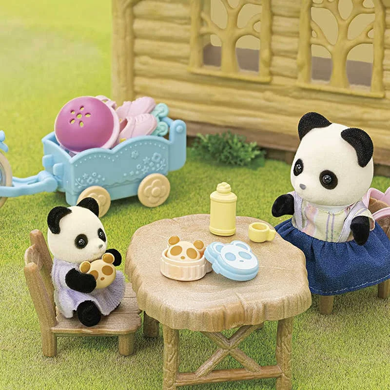 Sylvanian Families Action Figures White Rabbit Panda Baby Toy Set Panda Sister Bicycle Play Set Girls Toy Children Gifts Toys