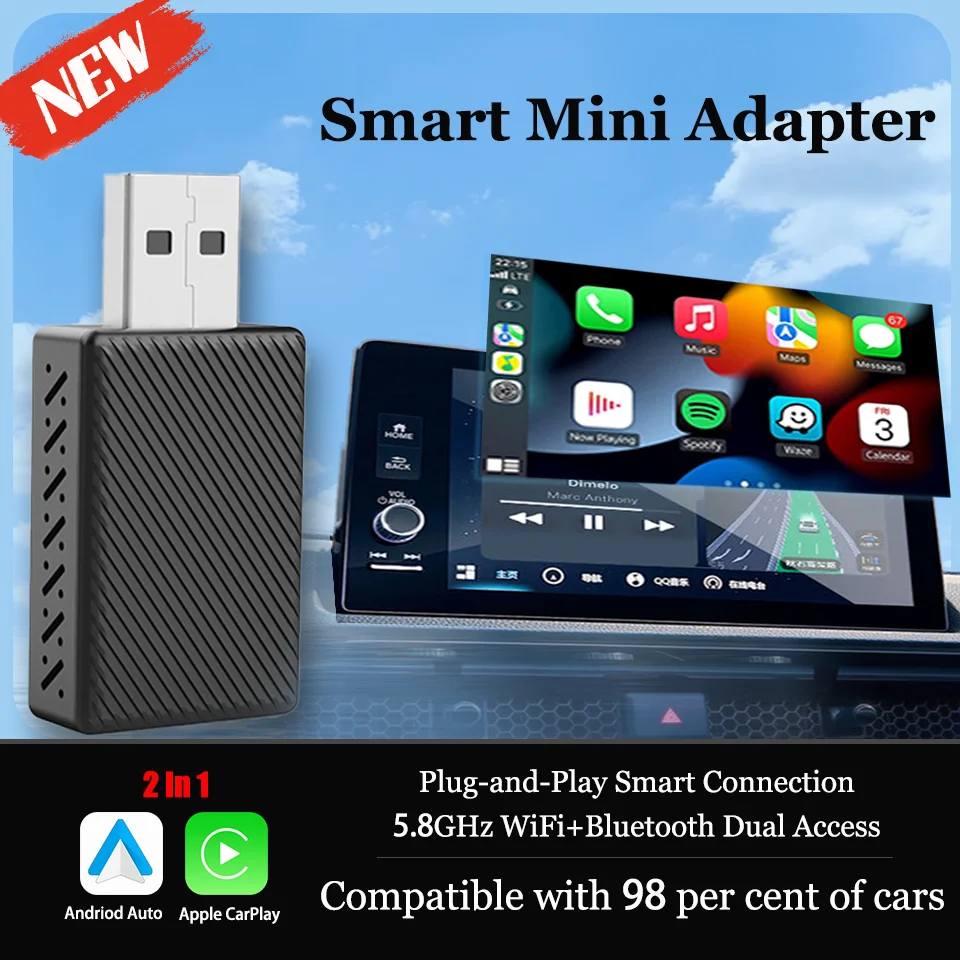 NEW Wireless CarPlay Android Auto Wireless Adapter Smart Mini Box Plug And Play WiFi Fast Connect Universal For Nissan  toyota