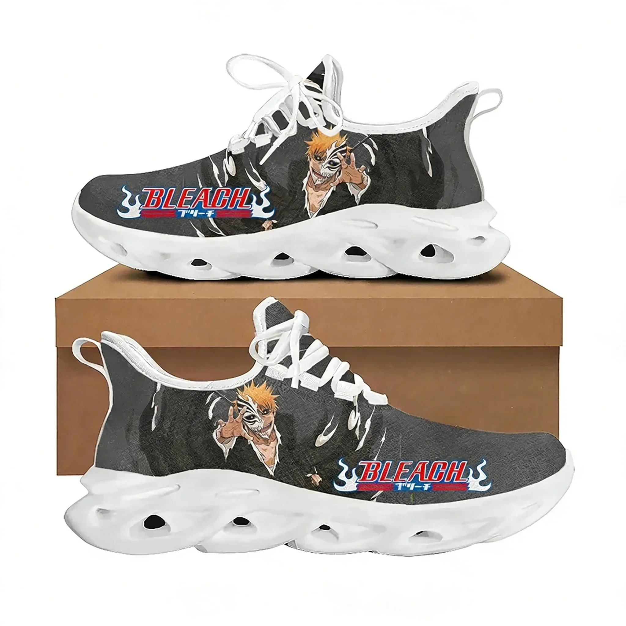 

Кроссовки B-BLEACH Flats для мужчин, женщин и подростков, спортивная обувь для бега, высококачественная обувь в ковбойском стиле с мультяшным принтом, на шнуровке, из сетчатого материала