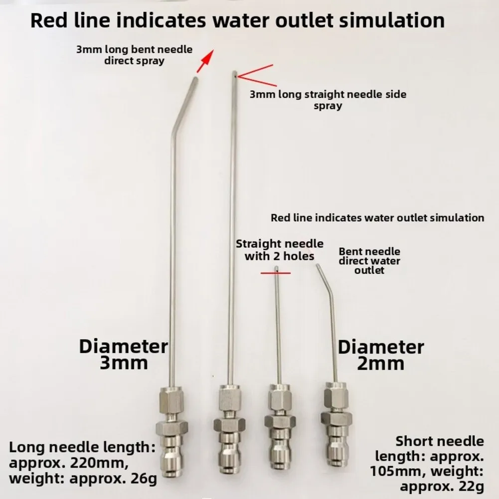 Stainless Steel High Pressure Washer Nozzle Kit Extension Needle For AC Coil Washing Machine Drum Deep Cleaning Quick Connect