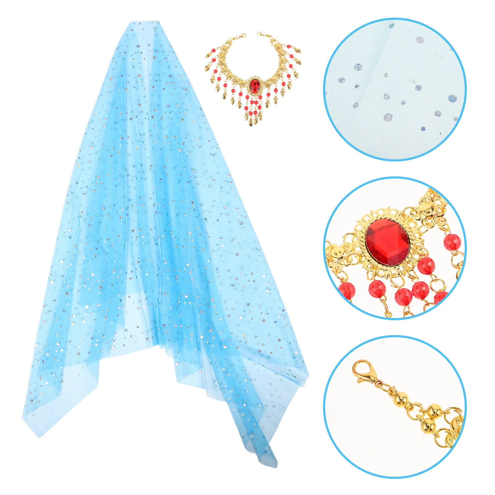 

1 Set Belly Dancer Headscarf Veil Polka Dot Design Lightweight For India Dance Performance Egyptian Dance Jewelry Belly Dancing
