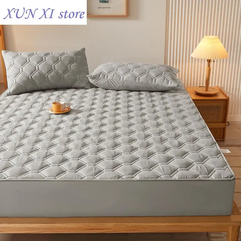 New Ultrasonic Waterproof Mattress Pad Protector Breathable Skin-friendly Fitted Sheet Cover Twin Queen King Size Mattress Cover