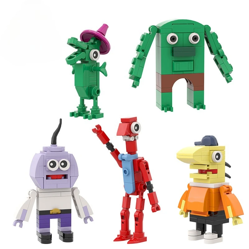 

5 в 1, набор строительных блоков Smilings Friend, Glep, Pim, Charlie,alan, Mr Frog, модель игрушки, мультяшные фигурки, игрушки, подарки на день рождения для детей
