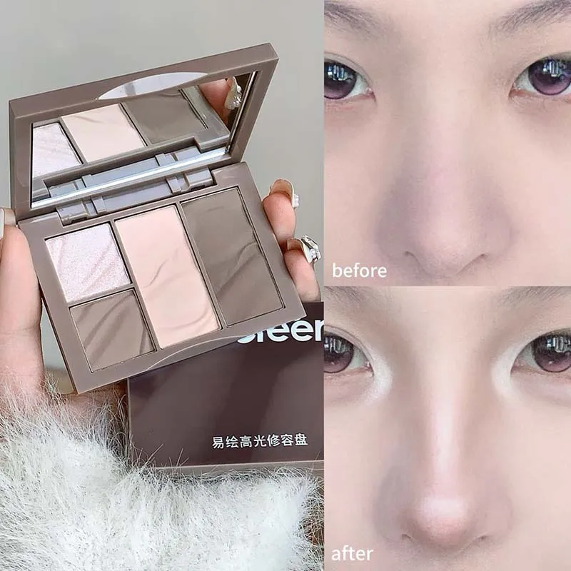 พาเลทท์ไฮไลท์เตอร์คอนทัวร์เฉดดิ้งผงแต่งหน้าเนื้อแมท บรอนเซอร์ ไฮไลท์ กลิตเตอร์ บลัชออน คอนทัวร์จมูก